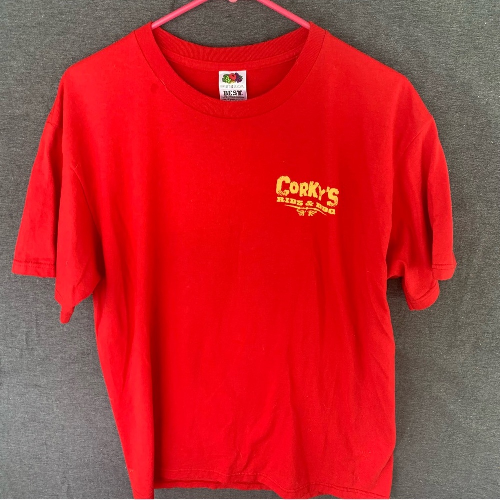 Vintage Corey’s Ribs and BBQ Tee Shirt Adult Size Large Y2k Pigeon Forge Tn